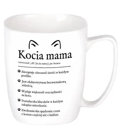 Ostatnia szansa Kubek ceramiczny biały Kocia mama - Nadwyraz